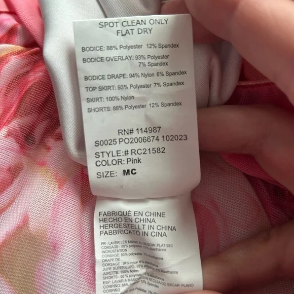 Floral dress with attached dance leotard underneath - Picture 6 of 7